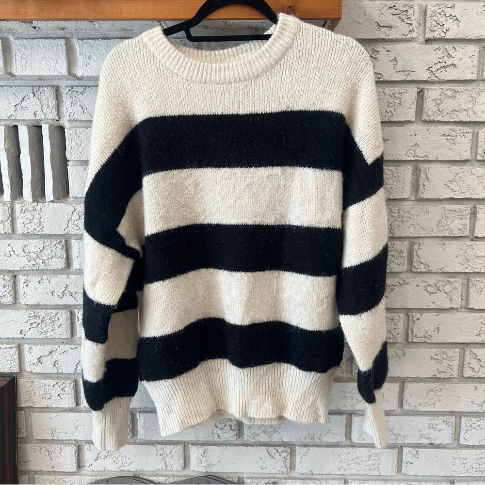 OAK + FORT | Cream Black Striped Knit Sweater